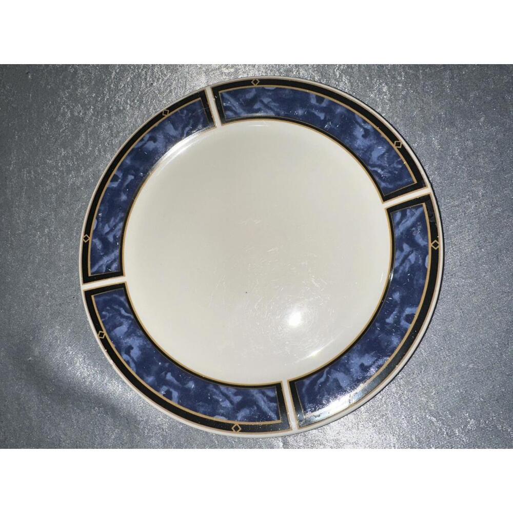 Gibson Professional Dinner Plate with Blue and Gold Trim